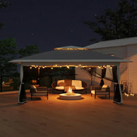 Garvee 3x3 m Grey Pop Up Foldable Garden Gazebo Canopy 2.65 m Height with Rain Gutter and Waterproof 300D Oxford Fabric for Outdoor Events 50+ UV Resistance