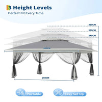 Garvee 3x3 m Grey Pop Up Foldable Garden Gazebo Canopy 2.65 m Height with Rain Gutter and Waterproof 300D Oxford Fabric for Outdoor Events 50+ UV Resistance