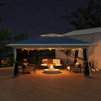 Garvee 3x3 m Navy Blue Pop Up Foldable Garden Gazebo Canopy 2.65 m Height with Rain Gutter and Waterproof 300D Oxford Fabric for Outdoor Events 50+ UV Resistance