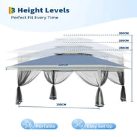 Garvee 3x3 m Navy Blue Pop Up Foldable Garden Gazebo Canopy 2.65 m Height with Rain Gutter and Waterproof 300D Oxford Fabric for Outdoor Events 50+ UV Resistance