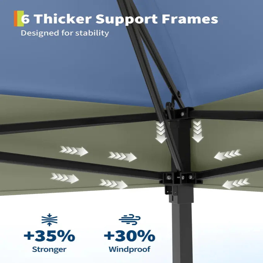 Garvee 3x3 m Navy Blue Pop Up Foldable Garden Gazebo Canopy 2.65 m Height with Rain Gutter and Waterproof 300D Oxford Fabric for Outdoor Events 50+ UV Resistance