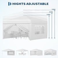 Garvee 3x3m Pop-Up Gazebo with 4 Sidewalls – Heavy-Duty Waterproof Garden Marquee, 420D UV50+ Canopy with Adjustable Height for Outdoor Events