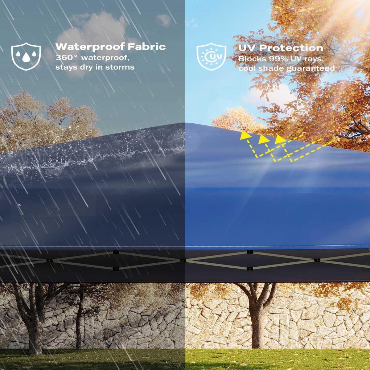 Garvee 3x3m Pop-Up Gazebo with 4 Sidewalls – Heavy-Duty Waterproof Garden Marquee, 420D UV50+ Canopy with Adjustable Height for Outdoor Events