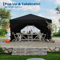 Garvee 3x3m Pop-Up Gazebo with 4 Sidewalls – Heavy-Duty Waterproof Garden Marquee, 420D UV50+ Canopy with Adjustable Height for Outdoor Events