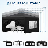 Garvee 3x3m Pop-Up Gazebo with 4 Sidewalls – Heavy-Duty Waterproof Garden Marquee, 420D UV50+ Canopy with Adjustable Height for Outdoor Events
