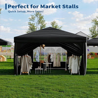Garvee 3x3m Pop-Up Gazebo with 4 Sidewalls – Heavy-Duty Waterproof Garden Marquee, 420D UV50+ Canopy with Adjustable Height for Outdoor Events