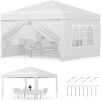 Garvee 3x3m Pop-Up Gazebo with 4 Sidewalls – Heavy-Duty Waterproof Garden Marquee, 420D UV50+ Canopy with Adjustable Height for Outdoor Events