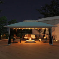 Garvee 3x3 m Sky Blue Pop Up Foldable Garden Gazebo Canopy 2.65 m Height with Rain Gutter and Waterproof 300D Oxford Fabric for Outdoor Events 50+ UV Resistance