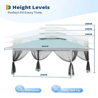Garvee 3x3 m Sky Blue Pop Up Foldable Garden Gazebo Canopy 2.65 m Height with Rain Gutter and Waterproof 300D Oxford Fabric for Outdoor Events 50+ UV Resistance