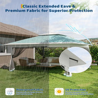 Garvee 3x3 m Sky Blue Pop Up Foldable Garden Gazebo Canopy 2.65 m Height with Rain Gutter and Waterproof 300D Oxford Fabric for Outdoor Events 50+ UV Resistance