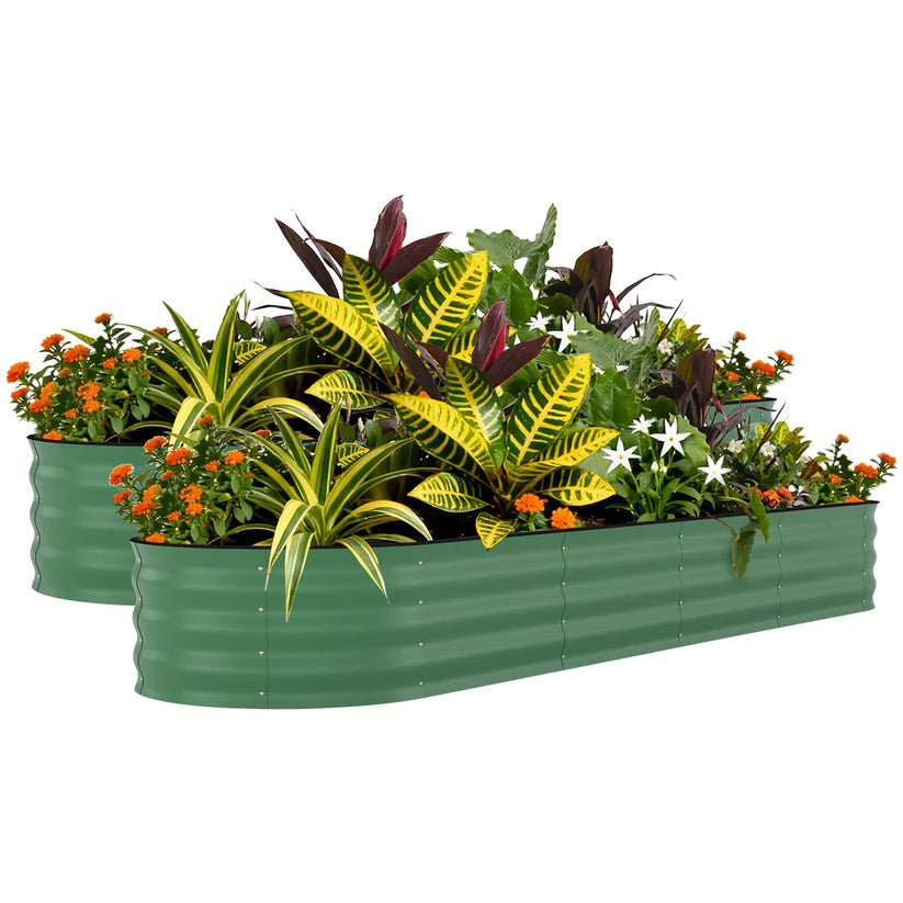 Garvee 2-Pack 244*61*46 cm Galvanised Metal Raised Garden Beds Large Deep Planter Boxes for Allotments, Vegetables & Flowers Green