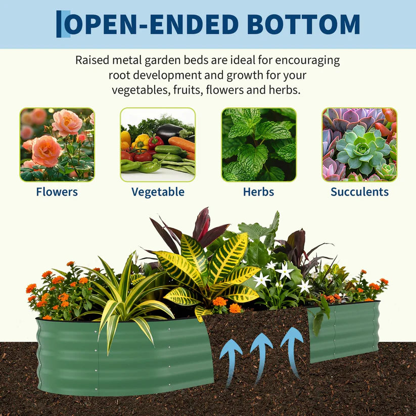 Garvee 2-Pack 244*61*46 cm Galvanised Metal Raised Garden Beds Large Deep Planter Boxes for Allotments, Vegetables & Flowers Green