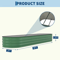 Garvee 2-Pack 244*61*46 cm Galvanised Metal Raised Garden Beds Large Deep Planter Boxes for Allotments, Vegetables & Flowers Green